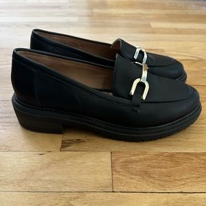 Kelly & Katie Maddie black loafers with gold detail